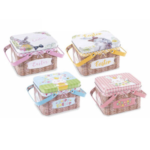 Set 4 cutii metal Iepurasi 15.5x13x10.5 cm