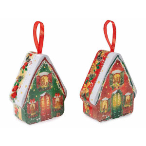 Set 2 cutii Craciun metal multicolor 8.5x4x10.5 cm