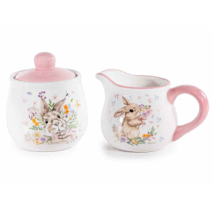 Set latiera, zaharnita Iepuras ceramica multicolora 9.5x11 cm, 13.5x9x8.5 cm