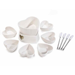 Set fondue portelan alb 15x14x12 H, 500 ml