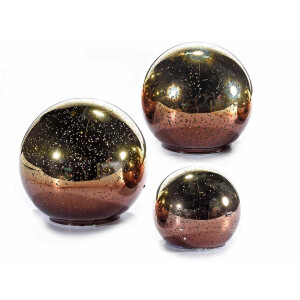 Set 3 sfere aurii cu led 10x9 cm, 13x12 cm, 15x14 cm