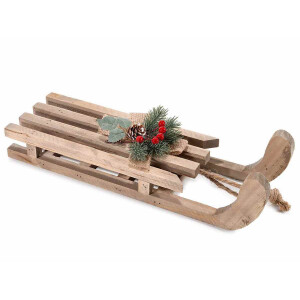 Sanie decorativa Craciun lemn 38x12x8.5 cm