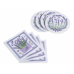 Set 8 suporturi pahare textil multicolor Lavanda cm 12 x 12 H