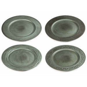 Set 12 farfurii Craciun melamina verde antichizat 33 cm