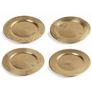 Set 4 farfurii Craciun melamina auriu antichizat 33 cm