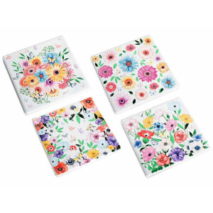 Set 4 suporturi vase fierbinti pluta ceramica multicolora Flori cm 15 x 15 H