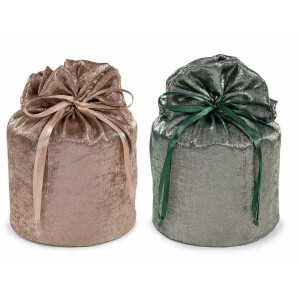 Set 6 saculeti Craciun textil verde maro Ø23cmx30H