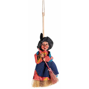 Figurina Halloween Vrajitoare Befana polirasina textil multicolor cm 27 H