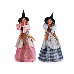Set 2 figurine Vrajitoare Befana polirasina textil multicolor Ø37x79H