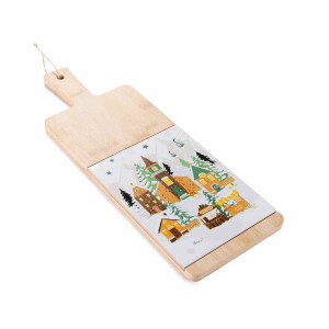 Platou Craciun lemn ceramica multicolor 15x42.5 cm