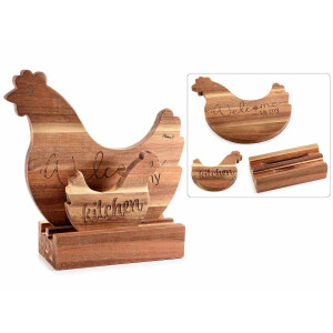 Set 2 platouri si suport lemn maro Gaina 25x8x24 cm