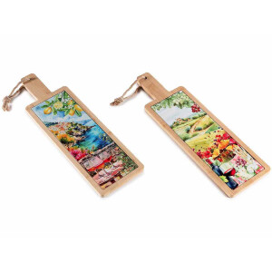 Set 2 platouri servire lemn ceramica cm 12,5 x 41,5 H