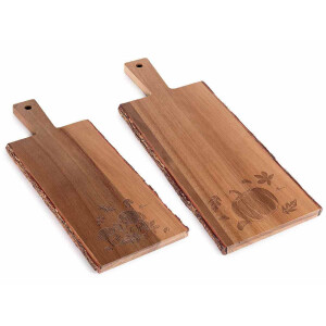 Set 2 platouri servire lemn maro 15,5 x 42 H, 14,5 x 35 H