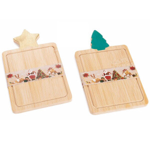Set 2 platouri Craciun lemn multicolor 11x19 cm
