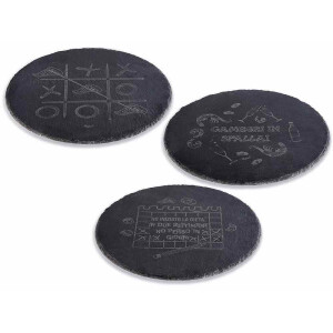 Set 3 platouri servire, tocator ardezie neagra  Ø 30 cm