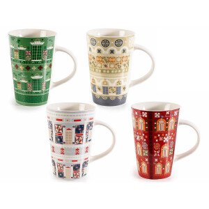 Set 4 cani portelan Palazzi 8.5x12.5 cm, 400 ml