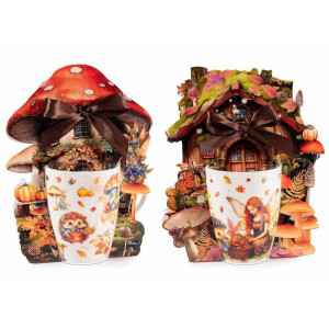 Set 2 cani portelan in cutii cadou Autumn Ø 8 cm x 10,5 H, 300 ml
