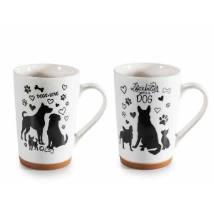 Set 2 cani portelan multicolor Catelus Ø 8,5 cm x 12 H, 380 ml