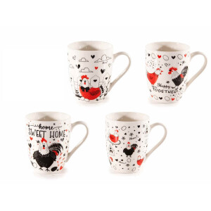 Set 8 cani Chicken portelan multicolor 8x10.5 cm, 350 ml