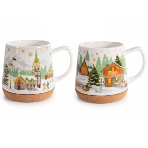 Set 4 cani Craciun portelan multicolor  Ø 11 cm x 11 H, 500 ml