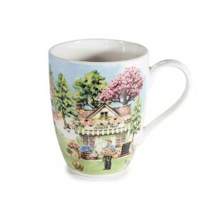 Cana portelan multicolor in cutie cadou  Flower Shop Ø 8 cm x 10,5 H, 300 ml