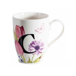 Cana portelan in cutie cadou, litera C, 20,5 x 8 x 21 H, 300 ml