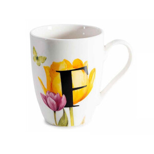 Cana portelan in cutie cadou, litera F, 20,5 x 8 x 21 H, 300 ml