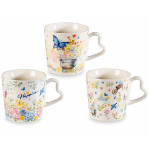 Set 6 cani portelan Flori de Camp 9.5x9 cm, 350 ml