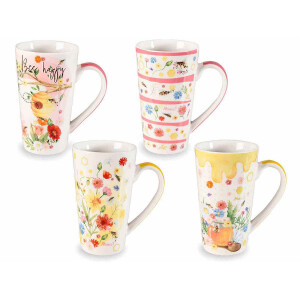 Set 8 cani portelan Bee Honey 9x15 cm, 500 ml
