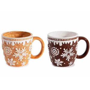Set 4 cani Craciun ceramica multicolora Ø 10 cm x 10 H, 450 ml
