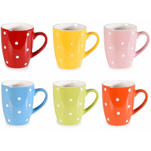 Set 6 cani portelan multicolor 8x10 cm, 300 ml