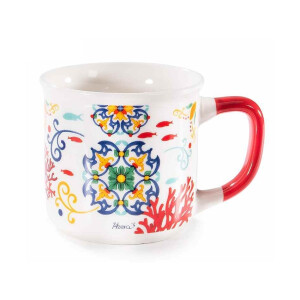 Cana portelan multicolorin cutie cadou Majolica  Ø 8,5 cm x 8,5 H, 300 ml