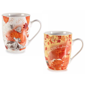 Set 6 cani portelan Bee Honey 8x10.5 cm, 350 ml