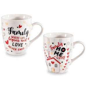 Set 2 cani portelan in cutie cadou Family Home 8.5x10.5 cm, 350 ml