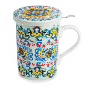 Cana portelan cu infuzor ceai in cutie cadou Majolica II Ø 8 x 10,5 H, 350 ml