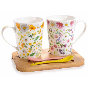 Set 2 cani portelan, lingurita, tava 9x11 cm, 400 ml 