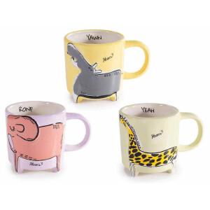 Set 3 cani ceramica multicolora Savannah  Ø 9,5 cm x 10 H, 3 x 480 ml
