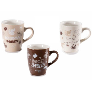 Set 3 cani portelan multicolor in cutii cadou Coffee Ø 8 cm x 10,5 H, 300 ml