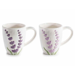 Set 2 cani ceramica multicolora Lavanda Ø 8,5 cm x 10 H, 300 ml