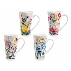 Set 8 cani portelan multicolor PK 9x15 cm, 500 ml