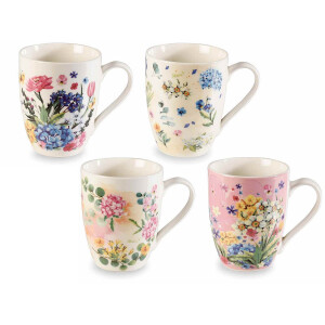 Set 8 cani portelan Wild Flowers 8.5x10.5 cm, 350 ml