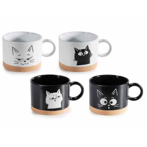 Set 4 cani ceramica multicolora Pisicute Ø 9,5 cm x 7 H, 300 ml