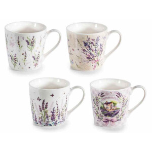 Set 4 cani portelan multicolor Lavanda Ø 9,5 cm x 9 H, 350 ml