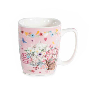 Cana portelan multicolor Spring 8,5 cm x 10 H, 420 ml