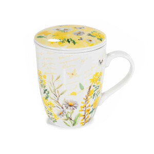 Cana portelan cu infuzor ceai in cutie cadou Musetel Ø 8,5 cm x 11 H, 300 ml