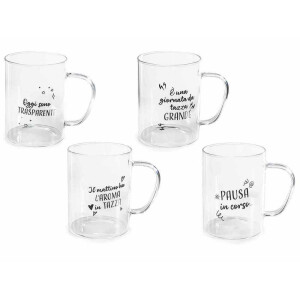 Set 4 cani sticla transparenta neagra Ø 8 cm x 10,5 H, 400 ml