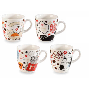 Set 8 cani portelan Pisicute 5.5x6 cm, 80 ml