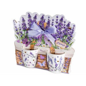 Set 2 cani portelan in cutie cadou Lavanda Ø 5,5 cm x 6 H, 70 ml