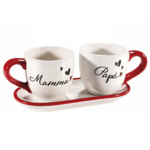 Set 2 cani, tava ceramica multicolora Ø 6,5 cm x 6 H, 16,5 x 7,5