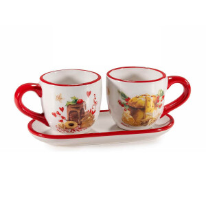 Set 2 cesti, tavita ceramica multicolora Delizie Ø 6,5 cm x 6 H,  16,5 x 7,5